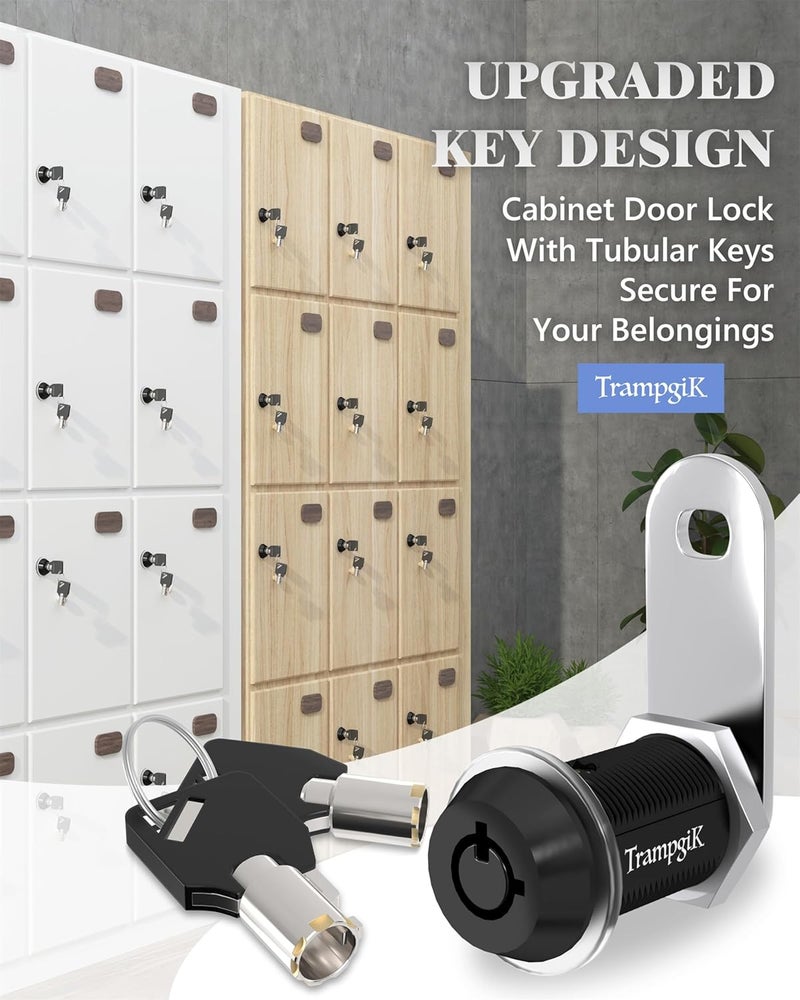 TrampgiK RV Storage Locks, 1 1/8” Camper Compartment Storage Door Lock with Keys, for RV Camper Travel Trailer,Drawer Cabinet Toolcart Storage, 1 1/8 Inch 12 Locks with 24 Keyed Alike, Black - Image 3